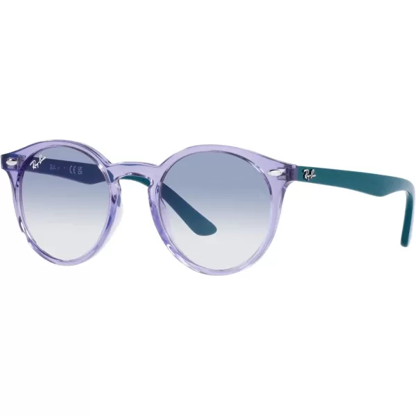 RayBan Junior Kids RJ9064s Round SunglassesTransparent VioletClear Light Blue Gradient