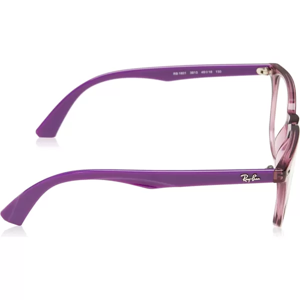 RayBan Junior Kids RY1601 Square Prescription Eyeglass FramesTransparent FuchsiaDemo Lens