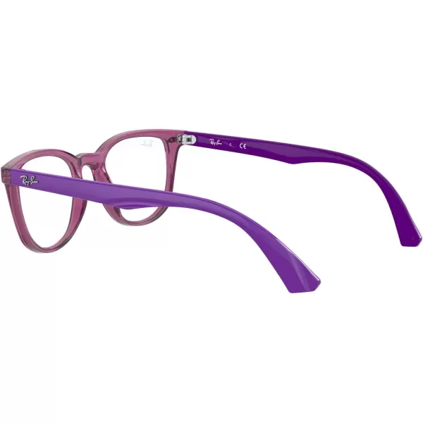 RayBan Junior Kids RY1601 Square Prescription Eyeglass FramesTransparent FuchsiaDemo Lens