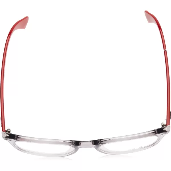 RayBan Junior Kids RY1601 Square Prescription Eyeglass FramesTransparent Grey on RedDemo Lens