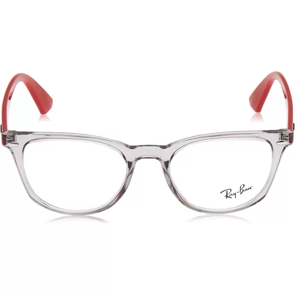 RayBan Junior Kids RY1601 Square Prescription Eyeglass FramesTransparent Grey on RedDemo Lens