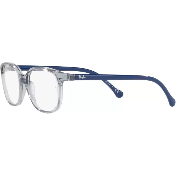 RayBan Junior Kids RY1900 Square Prescription Eyeglass FramesTransparent Grey on BlueDemo Lens