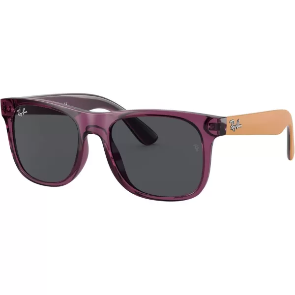 RayBan Junior RJ9069S Justin Square Sunglasses Transparent VioletDark Grey 48 mmRayBan Junior RJ9069S Justin Square Sunglasses Transparent VioletDark Grey 48 mm