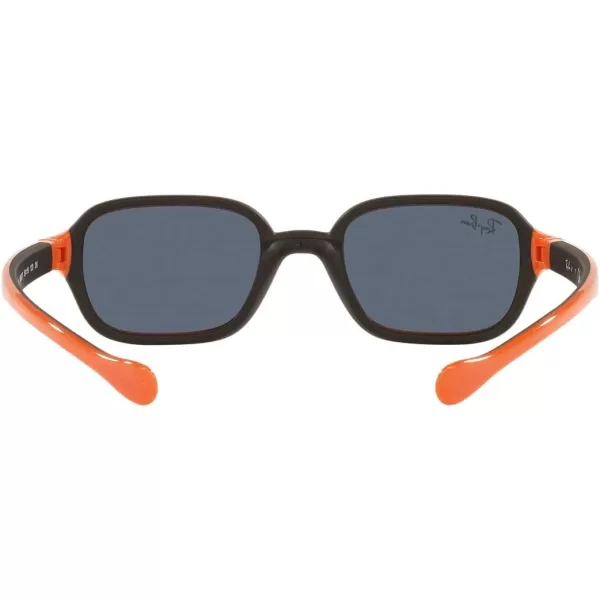 RayBan Junior RJ9074S Rectangular Sunglasses Orange On Rubber BlackDark Grey 39 mmRayBan Junior RJ9074S Rectangular Sunglasses Orange On Rubber BlackDark Grey 39 mm