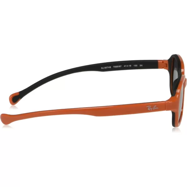 RayBan Junior RJ9074S Rectangular Sunglasses Orange On Rubber BlackDark Grey 39 mmRayBan Junior RJ9074S Rectangular Sunglasses Orange On Rubber BlackDark Grey 39 mm