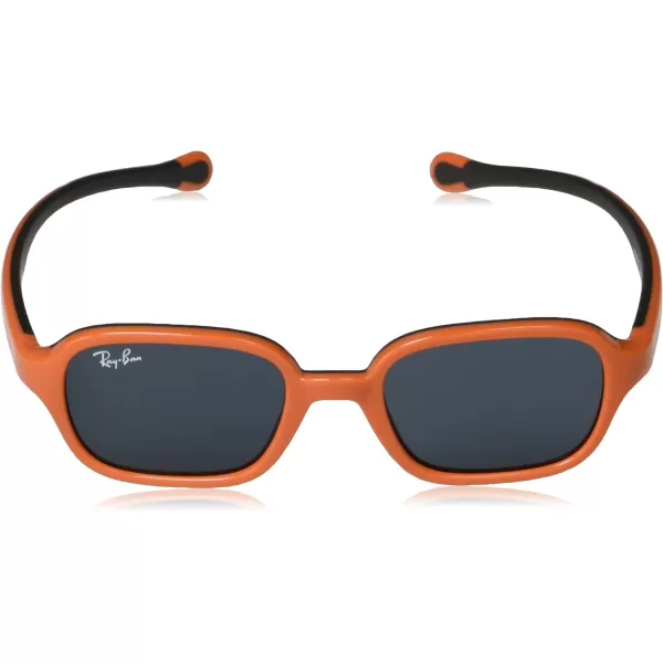 RayBan Junior RJ9074S Rectangular Sunglasses Orange On Rubber BlackDark Grey 39 mmRayBan Junior RJ9074S Rectangular Sunglasses Orange On Rubber BlackDark Grey 39 mm