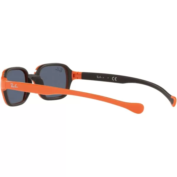 RayBan Junior RJ9074S Rectangular Sunglasses Orange On Rubber BlackDark Grey 39 mmRayBan Junior RJ9074S Rectangular Sunglasses Orange On Rubber BlackDark Grey 39 mm