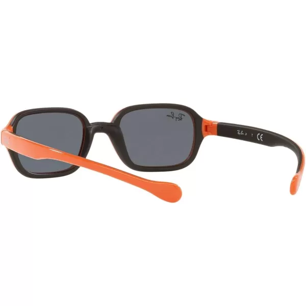 RayBan Junior RJ9074S Rectangular Sunglasses Orange On Rubber BlackDark Grey 39 mmRayBan Junior RJ9074S Rectangular Sunglasses Orange On Rubber BlackDark Grey 39 mm