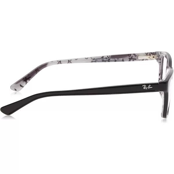 RayBan Junior RY1536 Square Prescription Eyeglass Frames Black On Texture Grey BlackDemo Lens 48 mmRayBan Junior RY1536 Square Prescription Eyeglass Frames Black On Texture Grey BlackDemo Lens 48 mm