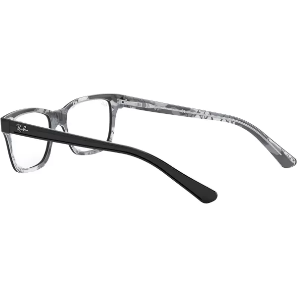 RayBan Junior RY1536 Square Prescription Eyeglass Frames Black On Texture Grey BlackDemo Lens 48 mmRayBan Junior RY1536 Square Prescription Eyeglass Frames Black On Texture Grey BlackDemo Lens 48 mm