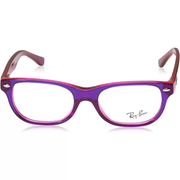RayBan Junior RY1555 Square Prescription Eyeglass Frames Violet On Fuchsia FluorescentDemo Lens 48 mmRayBan Junior RY1555 Square Prescription Eyeglass Frames Violet On Fuchsia FluorescentDemo Lens 48 mm