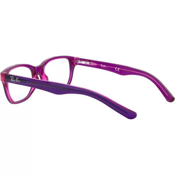 RayBan Junior RY1555 Square Prescription Eyeglass Frames Violet On Fuchsia FluorescentDemo Lens 48 mmRayBan Junior RY1555 Square Prescription Eyeglass Frames Violet On Fuchsia FluorescentDemo Lens 48 mm