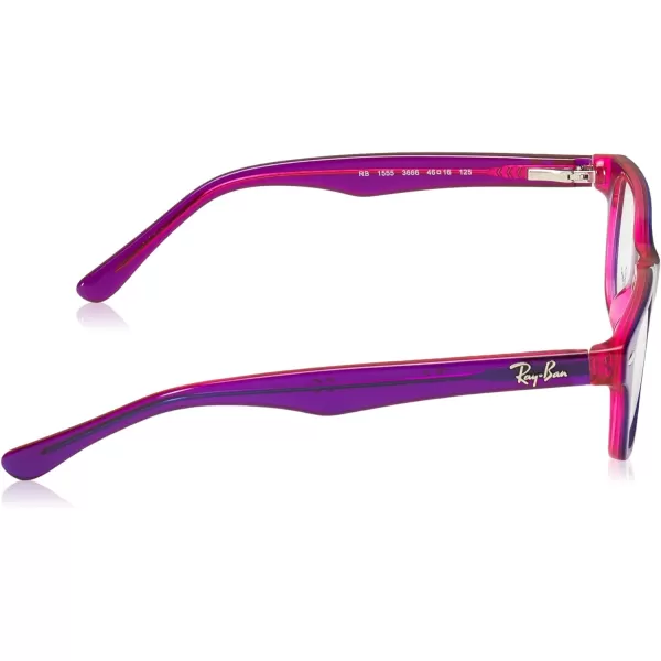 RayBan Junior RY1555 Square Prescription Eyeglass Frames Violet On Fuchsia FluorescentDemo Lens 48 mmRayBan Junior RY1555 Square Prescription Eyeglass Frames Violet On Fuchsia FluorescentDemo Lens 48 mm