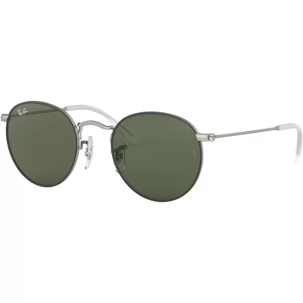 RayBan Junior Rj9547s Metal Round Sunglasses Rubber Black on SilverDark Green 44 mmRayBan Junior Rj9547s Metal Round Sunglasses Rubber Black on SilverDark Green 44 mm