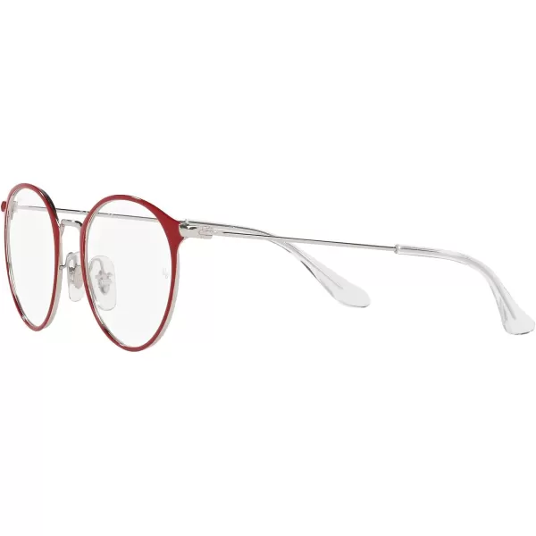 RayBan Kids RY1053 Round Prescription Eyeglass FramesSilver on RedDemo Lens