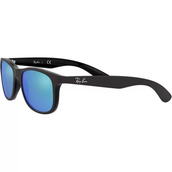 RayBan Kids Rj9062s Rectangular SunglassesMatte Black on BlackBlue Flash