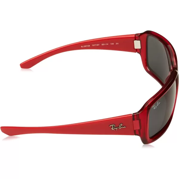 RayBan Kids Rj9072s Rectangular SunglassesTransparent RedDark Grey