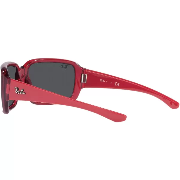 RayBan Kids Rj9072s Rectangular SunglassesTransparent RedDark Grey