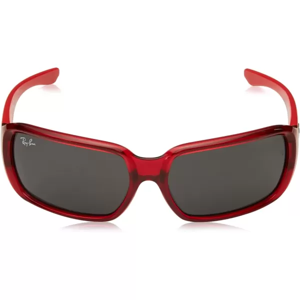 RayBan Kids Rj9072s Rectangular SunglassesTransparent RedDark Grey