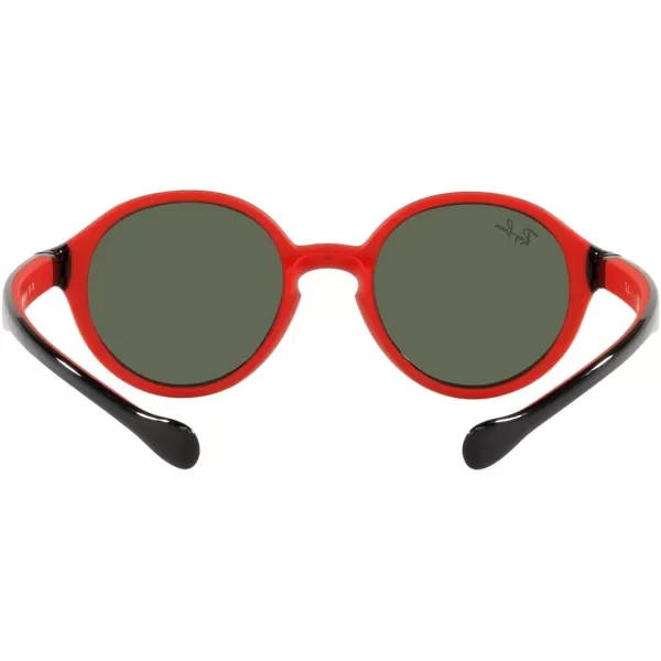 RayBan Kids Rj9075s Round SunglassesBlack on Rubber RedDark Green