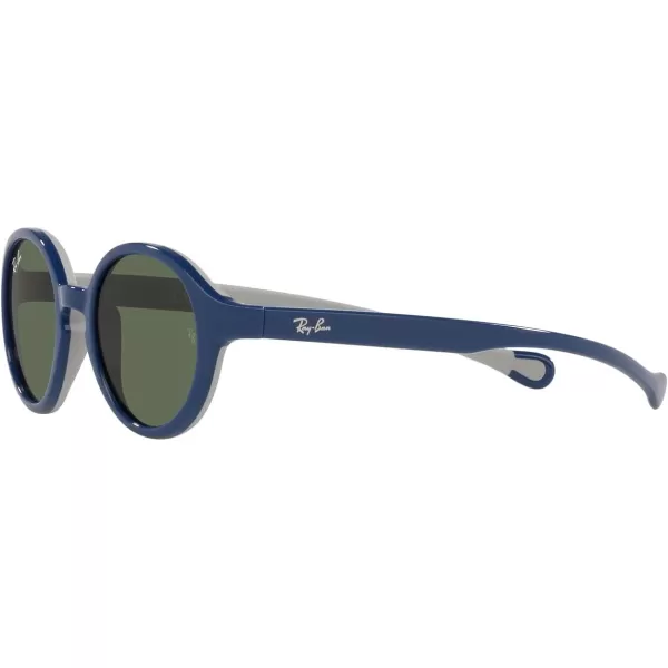 RayBan Kids Rj9075s Round SunglassesBlue on Rubber GreyDark Green