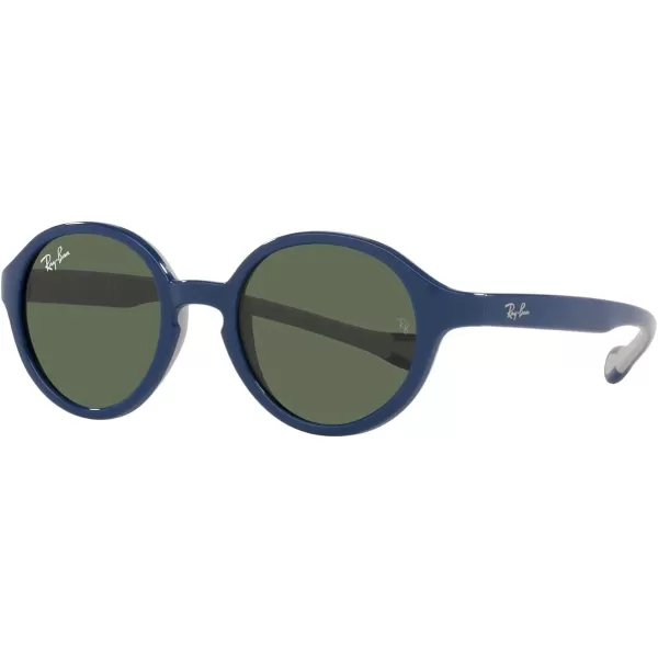 RayBan Kids Rj9075s Round SunglassesBlue on Rubber GreyDark Green