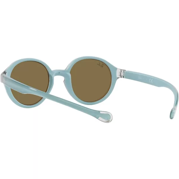 RayBan Kids Rj9075s Round SunglassesLight Blue on Rubber Light BlueDark Brown