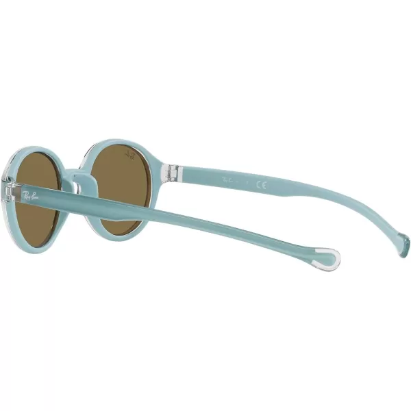 RayBan Kids Rj9075s Round SunglassesLight Blue on Rubber Light BlueDark Brown