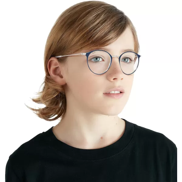 RayBan Kids Ry1053 Round Prescription Eyeglass FramesBlue on SilverDemo Lens