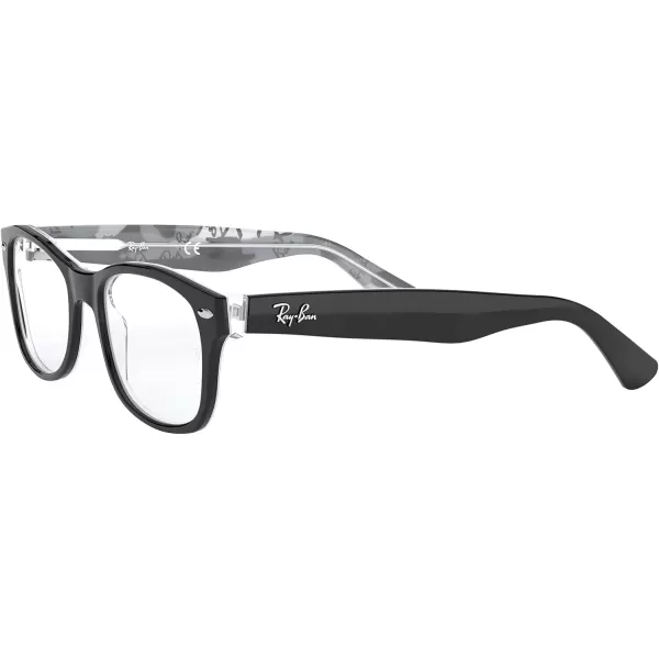 RayBan Kids Ry1528 Square Prescription Eyeglass FramesBlack on Texture Grey BlackDemo Lens