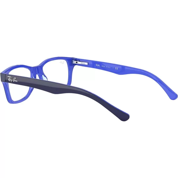 RayBan Kids Ry1531 Square Prescription Eyeglass FramesBlue on Transparent Light BlueDemo Lens