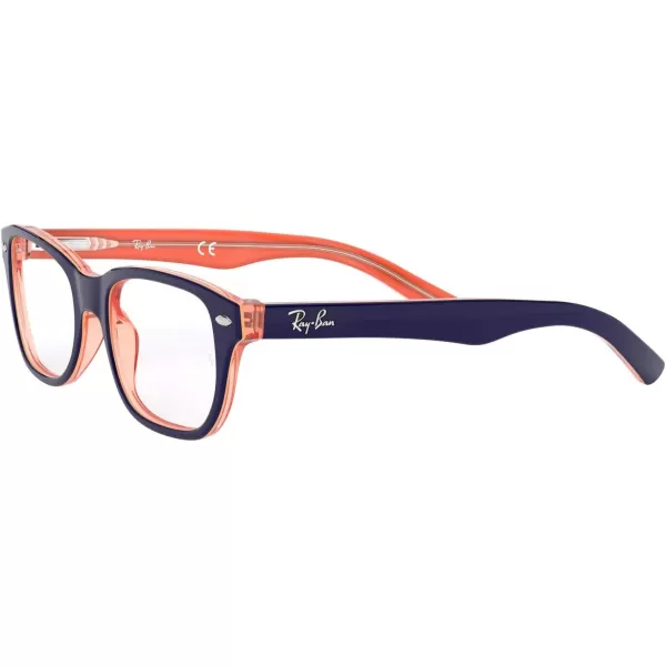 RayBan Kids Ry1555 Square Prescription Eyeglass FramesBlue on Transparent OrangeDemo Lens