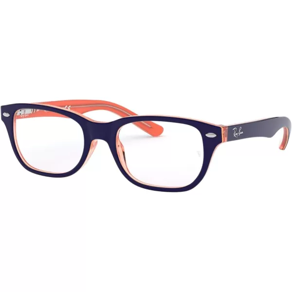 RayBan Kids Ry1555 Square Prescription Eyeglass FramesBlue on Transparent OrangeDemo Lens