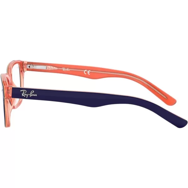 RayBan Kids Ry1555 Square Prescription Eyeglass FramesBlue on Transparent OrangeDemo Lens