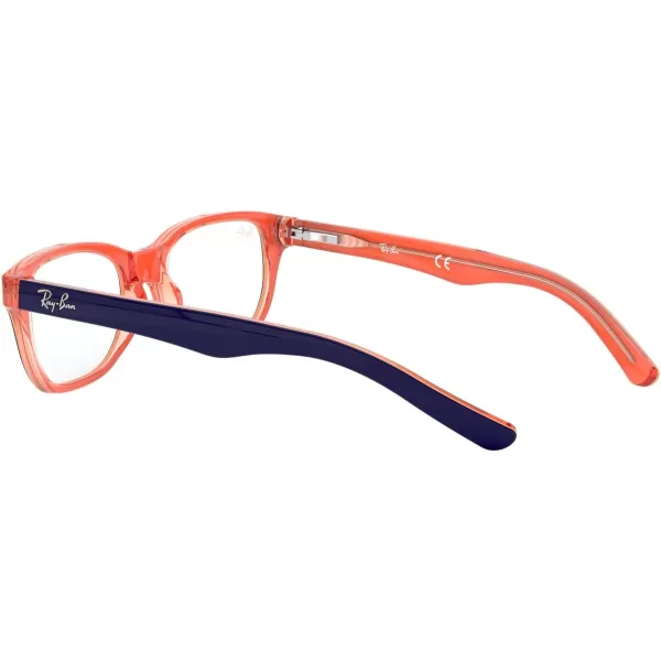 RayBan Kids Ry1555 Square Prescription Eyeglass FramesBlue on Transparent OrangeDemo Lens