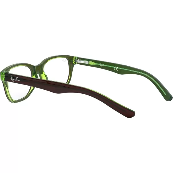 RayBan Kids Ry1555 Square Prescription Eyeglass FramesBrown on Green FluorescentDemo Lens