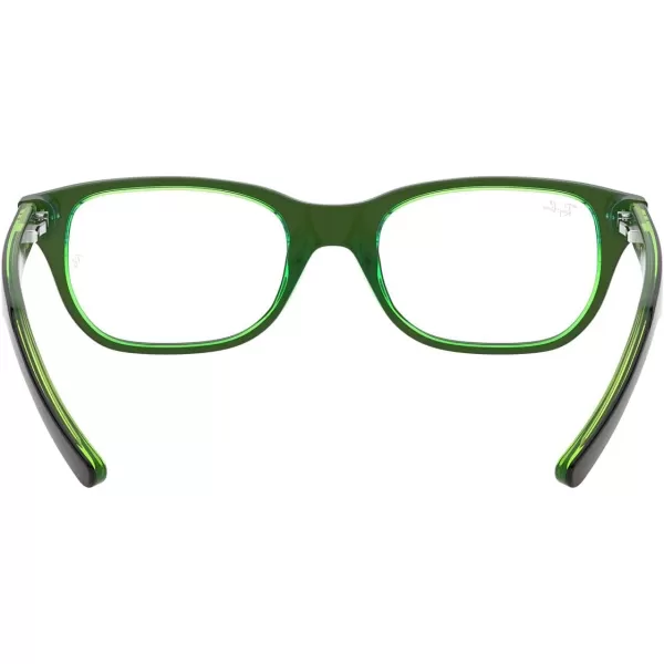 RayBan Kids Ry1555 Square Prescription Eyeglass FramesBrown on Green FluorescentDemo Lens