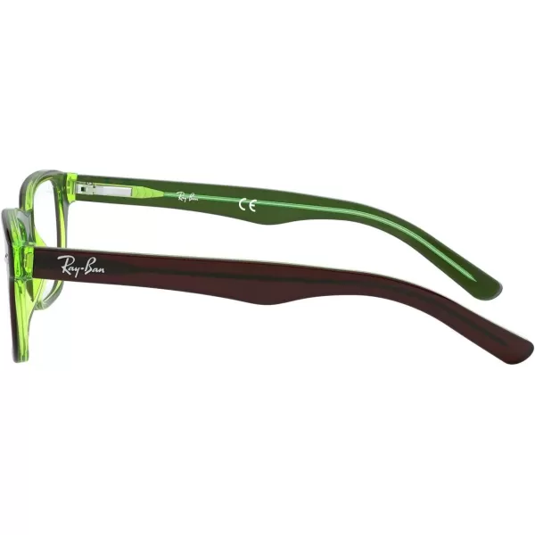 RayBan Kids Ry1555 Square Prescription Eyeglass FramesBrown on Green FluorescentDemo Lens