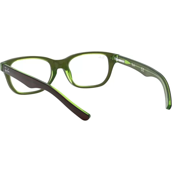 RayBan Kids Ry1555 Square Prescription Eyeglass FramesBrown on Green FluorescentDemo Lens