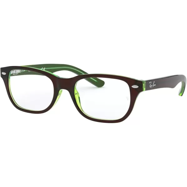 RayBan Kids Ry1555 Square Prescription Eyeglass FramesBrown on Green FluorescentDemo Lens