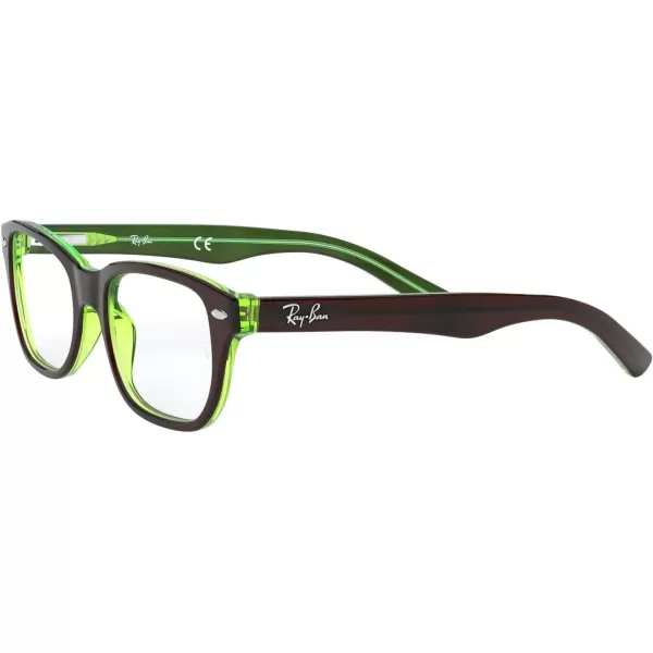 RayBan Kids Ry1555 Square Prescription Eyeglass FramesBrown on Green FluorescentDemo Lens