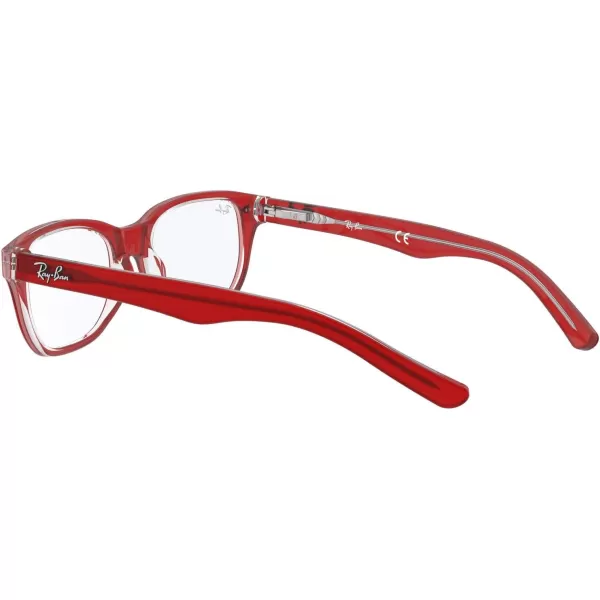 RayBan Kids Ry1555 Square Prescription Eyeglass FramesRed on TransparentDemo Lens