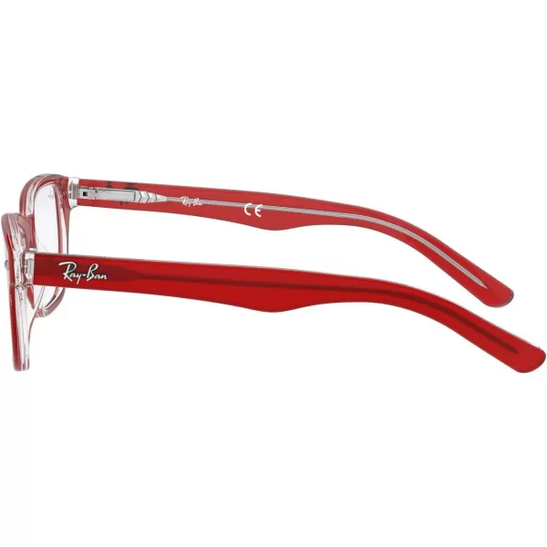 RayBan Kids Ry1555 Square Prescription Eyeglass FramesRed on TransparentDemo Lens