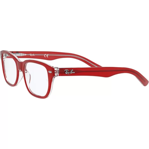 RayBan Kids Ry1555 Square Prescription Eyeglass FramesRed on TransparentDemo Lens