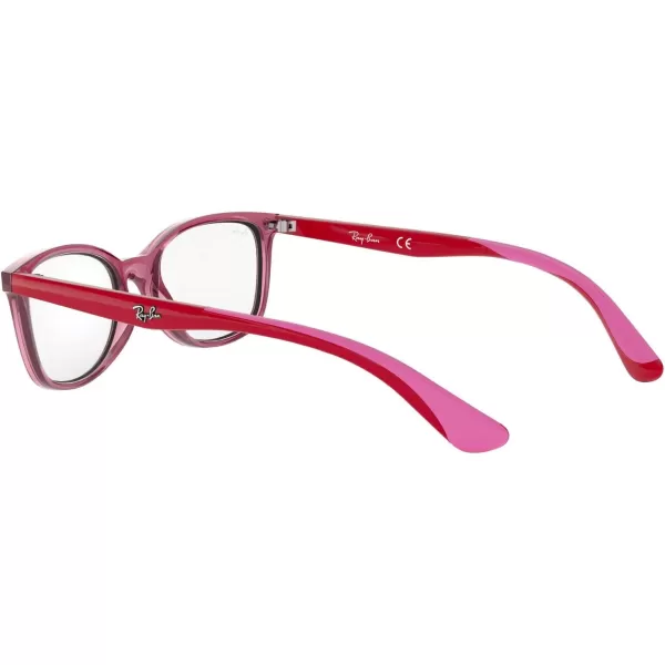 RayBan Kids Ry1586 Square Prescription Eyeglass FramesTransparent RedDemo Lens