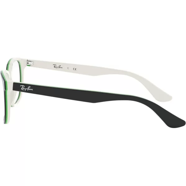 RayBan Kids Ry1592 Square Prescription Eyeglass FramesBlack on WhiteGreenDemo Lens