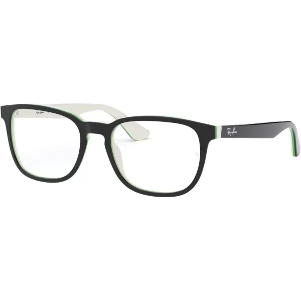 RayBan Kids Ry1592 Square Prescription Eyeglass FramesBlack on WhiteGreenDemo Lens