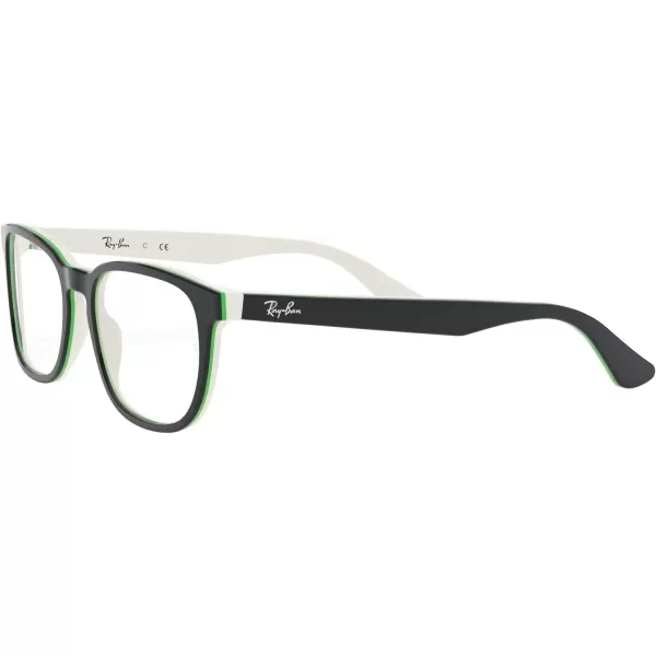 RayBan Kids Ry1592 Square Prescription Eyeglass FramesBlack on WhiteGreenDemo Lens