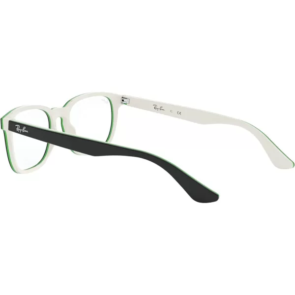 RayBan Kids Ry1592 Square Prescription Eyeglass FramesBlack on WhiteGreenDemo Lens