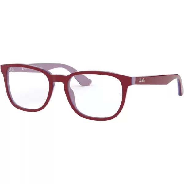 RayBan Kids Ry1592 Square Prescription Eyeglass FramesRed on GreyBlueDemo Lens